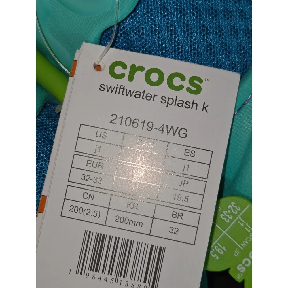 Crocs Swiftwater Splash K Water‎ Shoes Aqua Blue Purple Kids Size J1 New